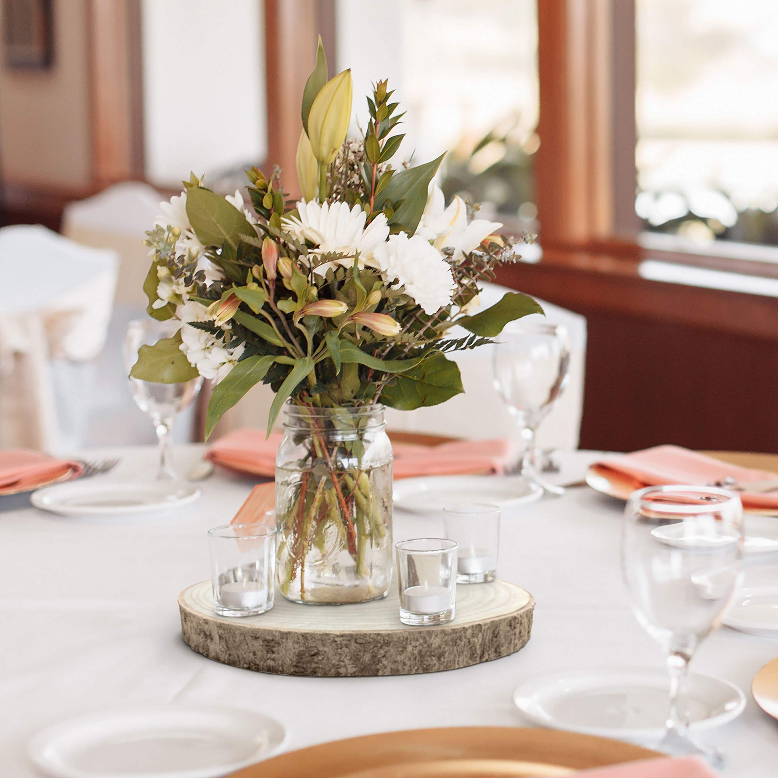 KARAVELLA Large Wood Slices for Centerpieces 5 Pack Wood Centerpieces