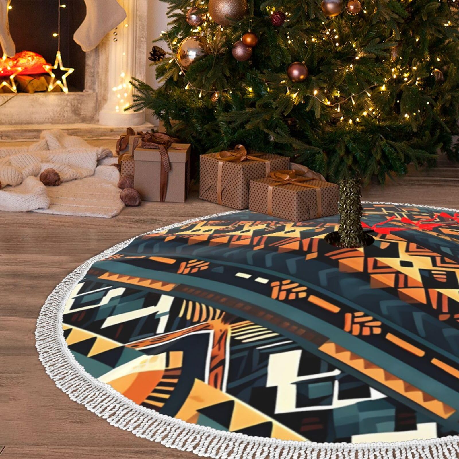 Tapis de décoration de Noël de style ethnique haut de gamme 121cm