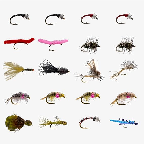 Redington Wrangler Pond Outfit and Stillwater 20 Piece Fly Assortment Bundle