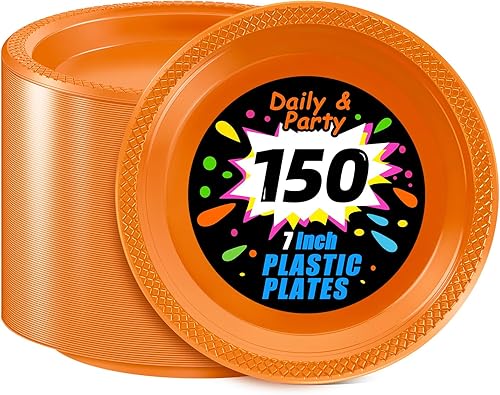 Miniatura 49 de WELLIFE Platos de postre negros de 7 pulgadas, 150 unidades, platos de postre de plástico desechables para fiestas, pasteles, aperitivos, ensaladas,