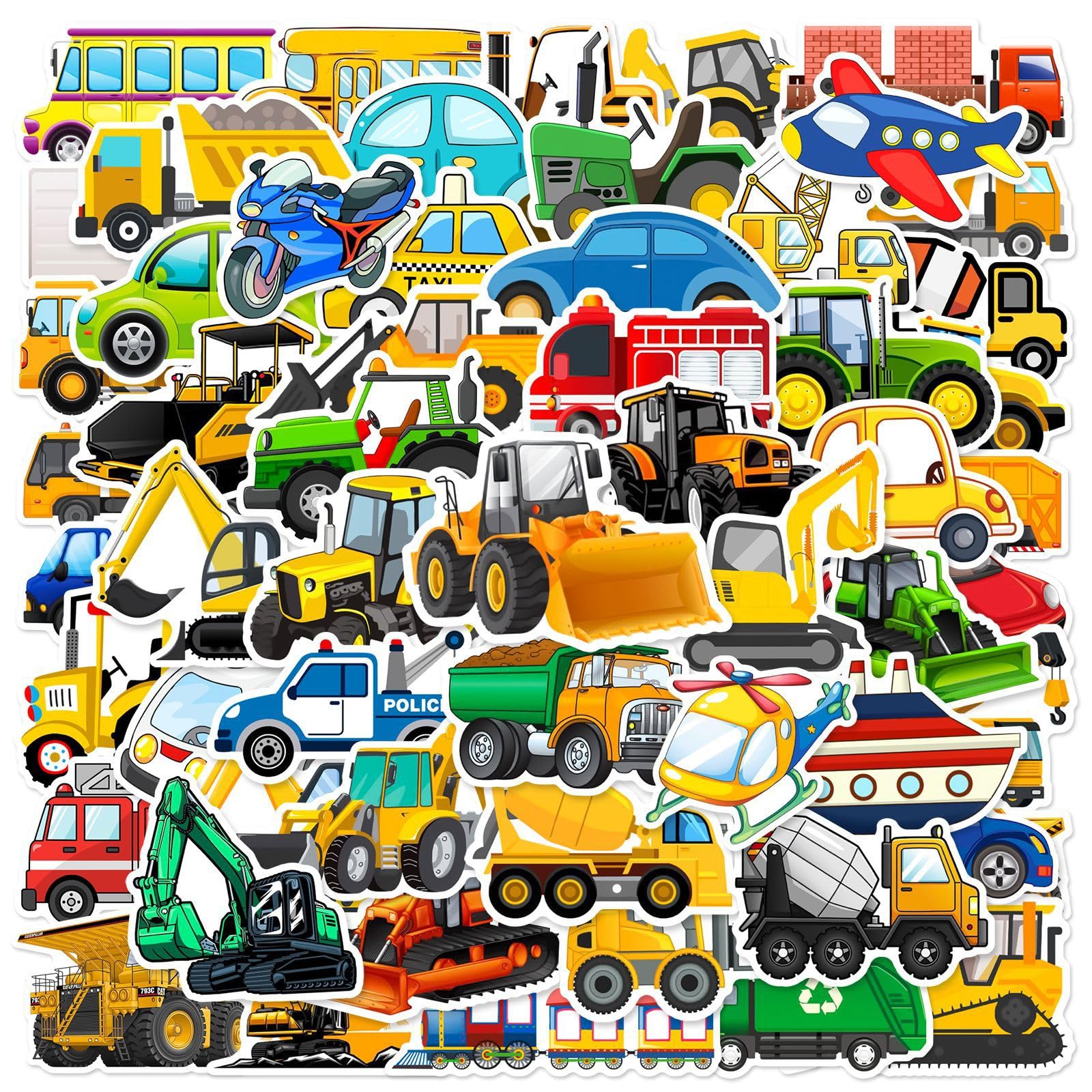 60 stuks tractorstickers, waterdichte stickers, tractor, herbruikbare