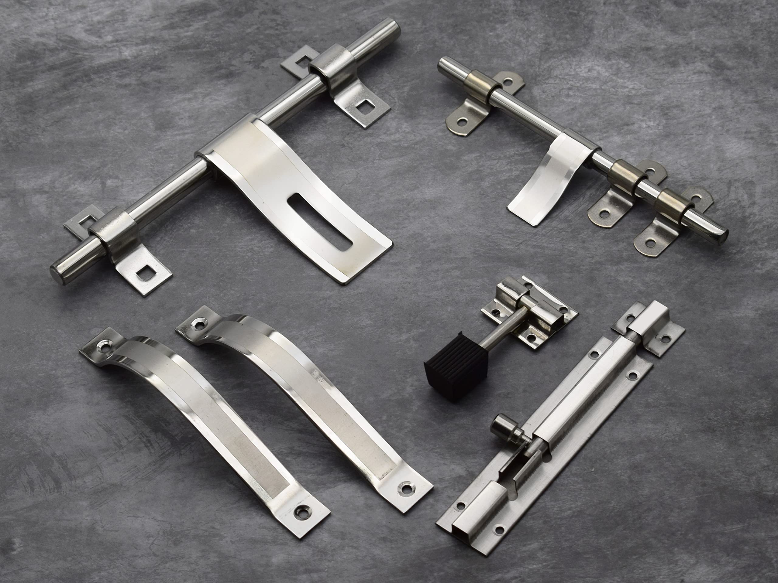 RAB Door Kit 10" Inch Stainless Steel for doors (1-Aldrop, 1-Latch, 2-Handle, 1-Tower Bolt, 1-Door Stopper, Code:-Laher, Size:- 10" 3mm, pack of 1 door set ) (B08LQGBFTZ) Amazon Price History, Amazon Price Tracker