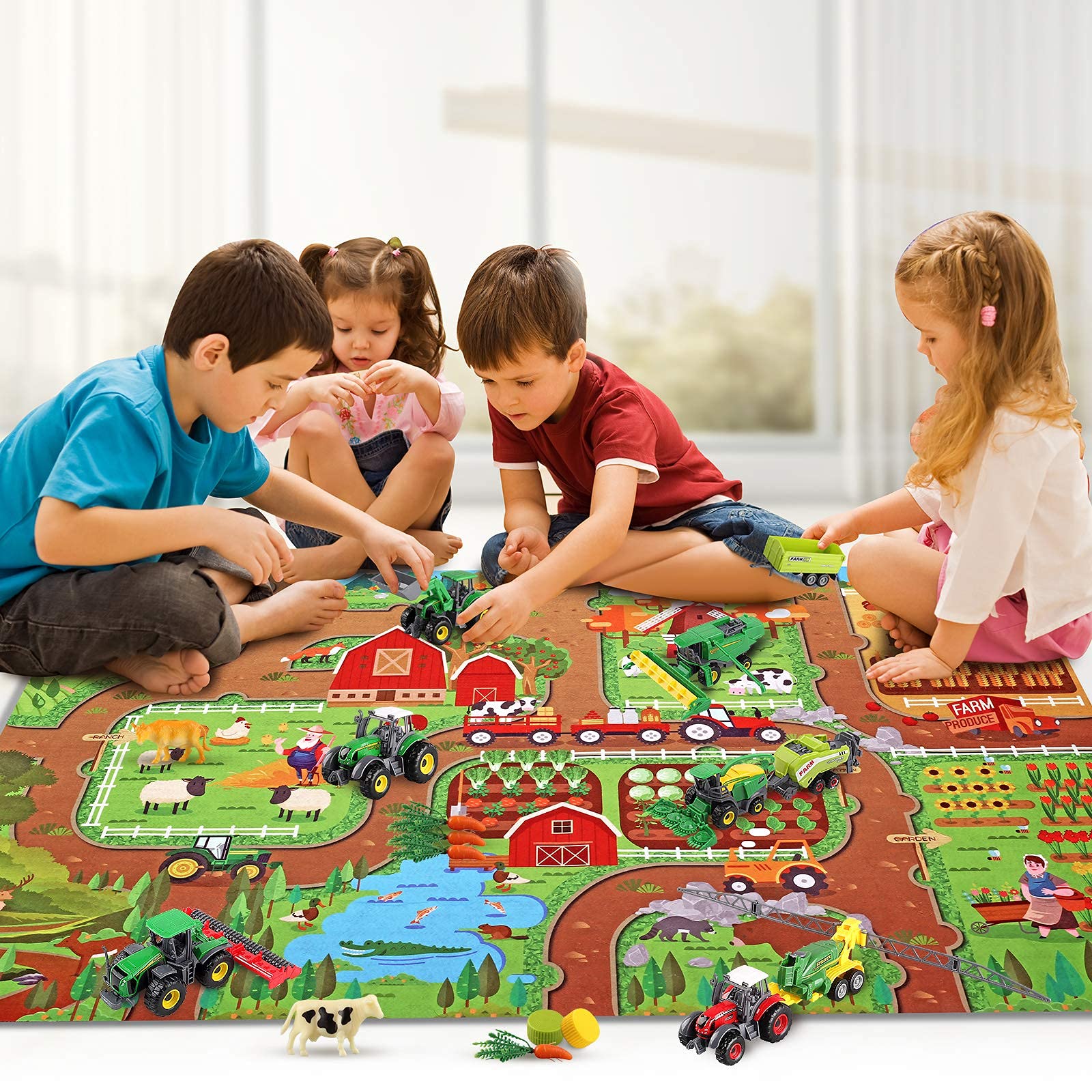 Oriate Farm Tractor Toy, Die-Cast, DIY Vehicles, Truck Machines Playset 38 Pieces with Farm Animal - Image 3