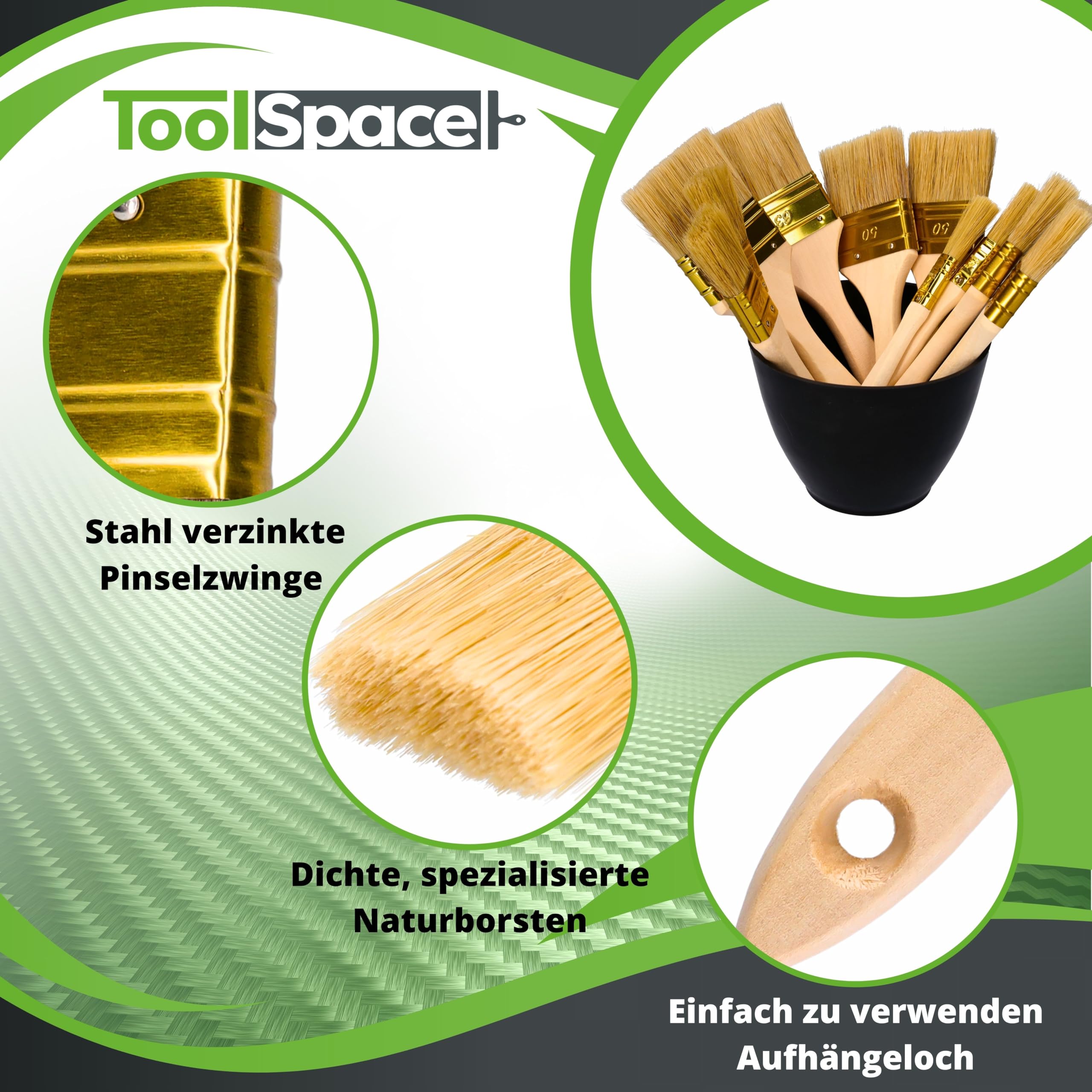 UTMACH 6 stuks ronde borstels voor kleine muren, penseel van hout, schilderpenseel voor randen, penseel met ronde punt met handvat voor decoreren en schilderen (15/18/21 mm