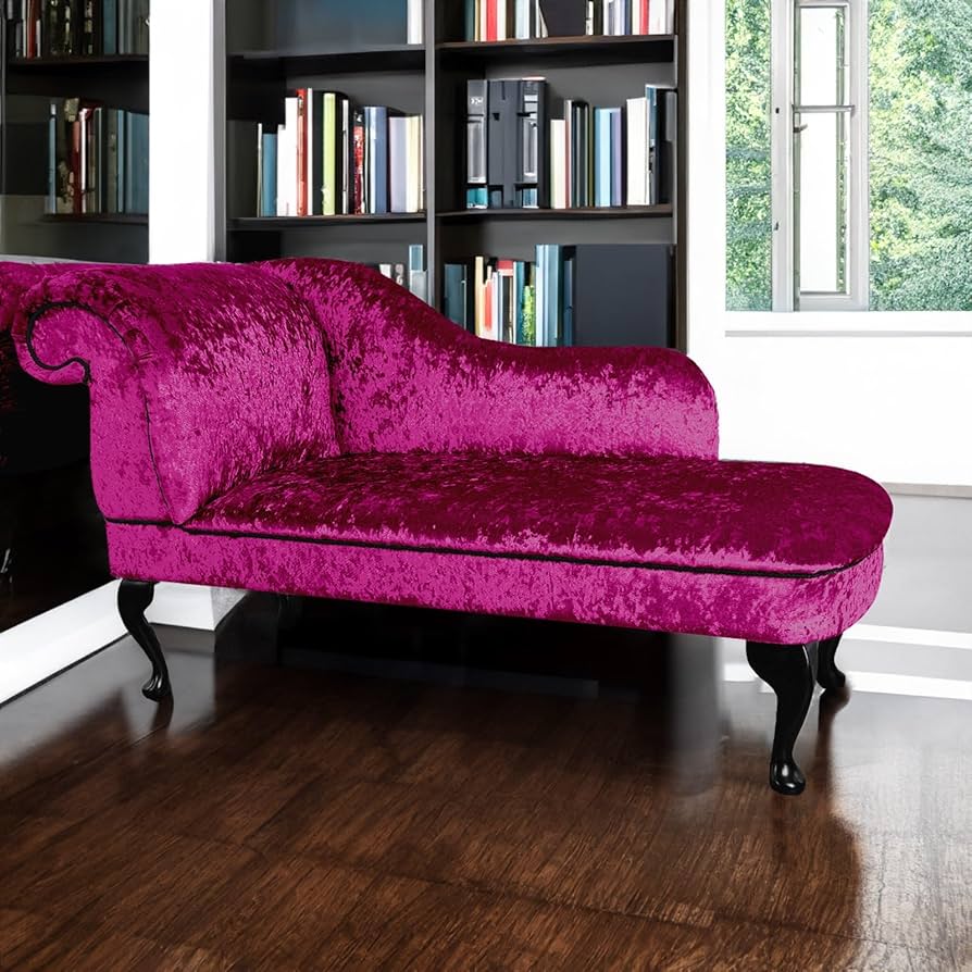 Paradise Furniture Ashford Chaise Lounge Shimmer Velvet Black Queen Annes Legs Handmade Living Room, Hall Way, Accent Chair (Left Hand, Gold