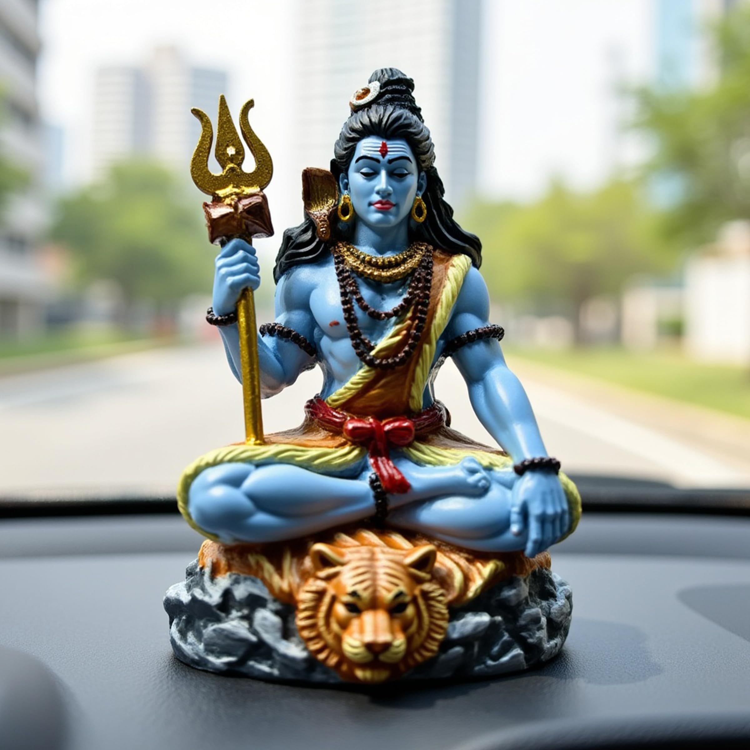 Shiva Idol for Car Dashboard | Shiva Idol | Adiyogi Statue for Car | Mahadev Idol for Car, Home Temple, Office Desk. (Blue)-image-38