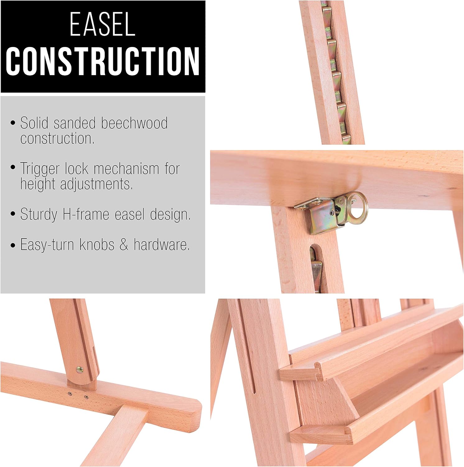 U.S. Art Supply Medium Wooden H-Frame Easel - Image 10