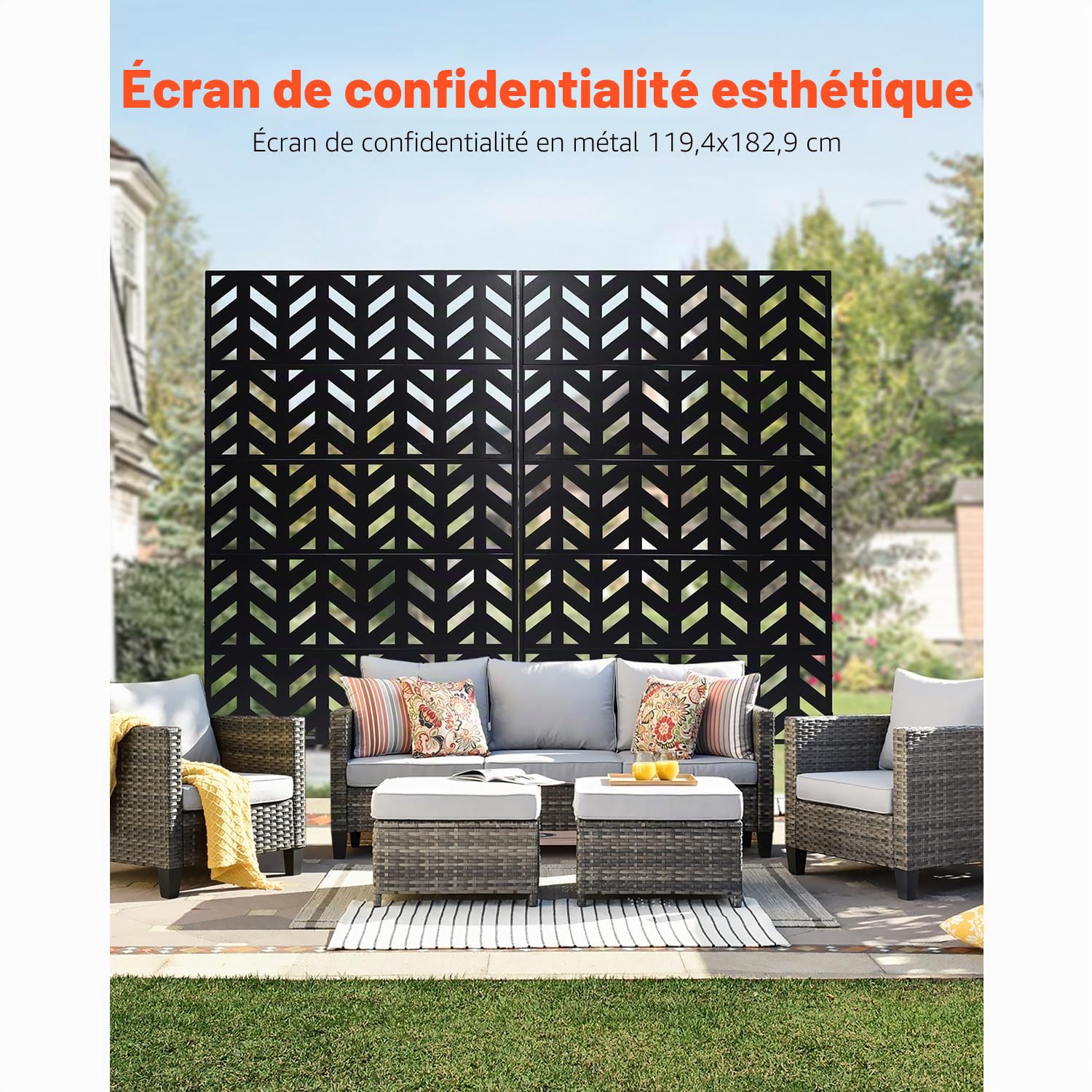 VEVOR Brise-Vue Métal, 120x183 cm, Panneau Intimité Autoportant avec Support, Écran de Confidentialité Décoratif, Paravent Séparateur Extérieur pour Patio, Balcon, Terrasse, Salle Intérieure, Jardin