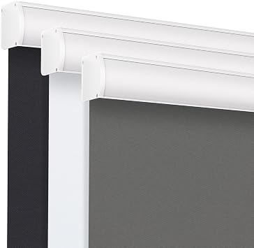 Grandekor Cordless Roller Shades for Windows, Blackout Blinds Room Darkening Pull Down Shades with Free-Stop System, Thermal Insulated UV Protection for Home Office,Grey 23"x72"