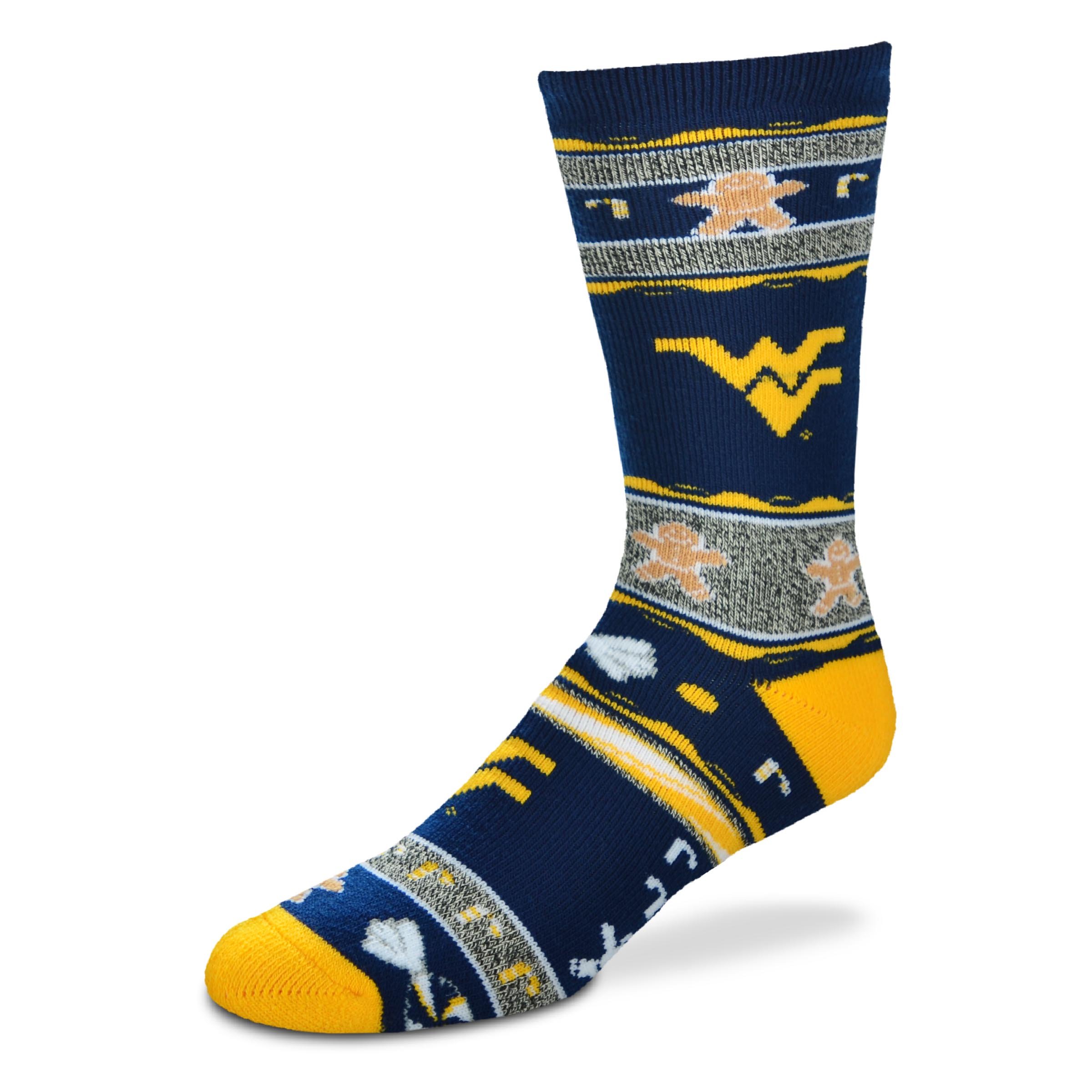 For Bare Feet NCAA Ugly Christmas Holiday Crew Socks-Large (10-13)