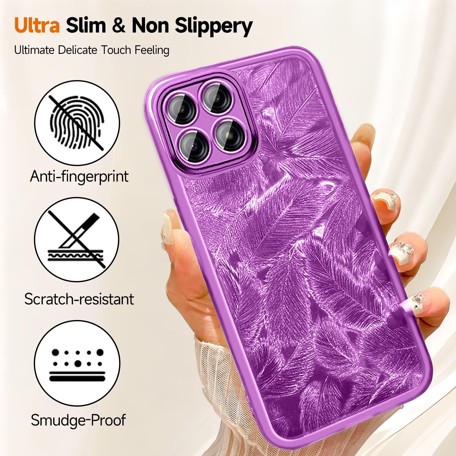 Wousunly Compatible Con Funda Honor 200 Lite Silicona Clear Glitter, Funda Honor 200 Lite Transparente Antigolpes Bling Brilla Ultrafina Case (morado