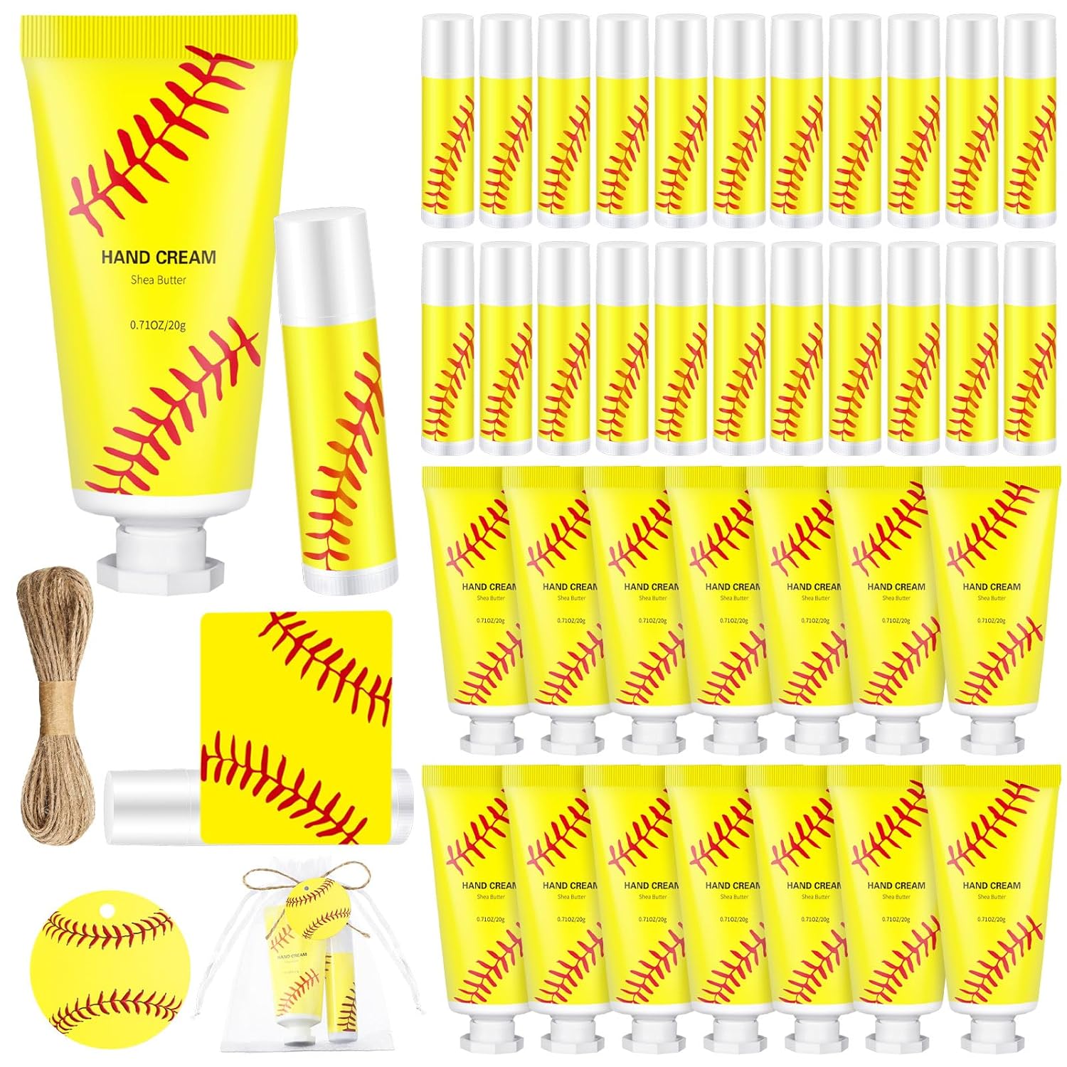 144 Pcs Basketball Lip Balm Hand Cream Set Party Favors, Include 36 Basketball Lip Balm 36 Moisturizing Hand Cream 36 Bags 36 Orange Gift Cards and Ropes for Man Women Accessories Gifts
