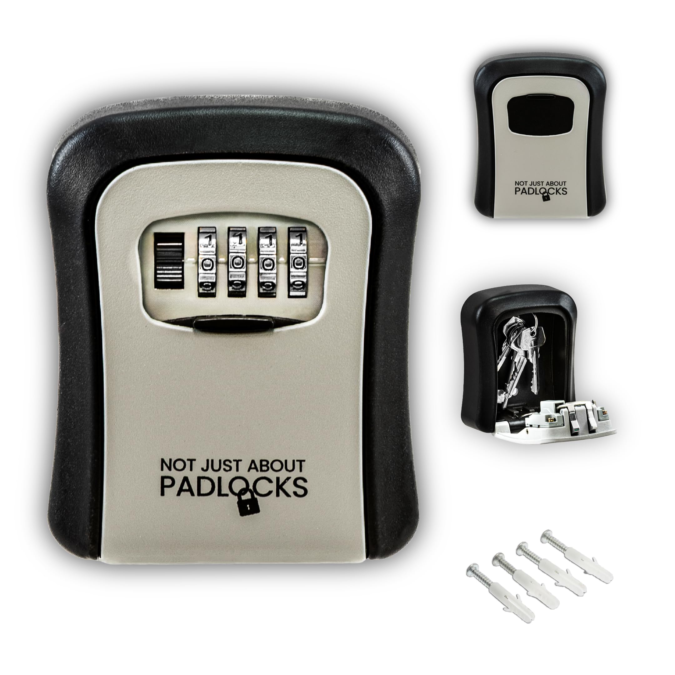 Key Safe Wall Mounted 4 Digit Combination Heavy Duty Aluminium Metal Outdoor Key Storage with Weather Resistant Cover Grey