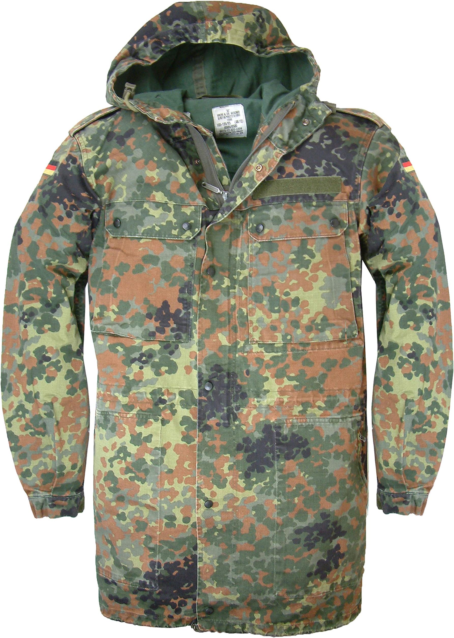 UnknownGenuine German Military Issue Flecktarn Zip fronted Combat Field Jacket With Hood