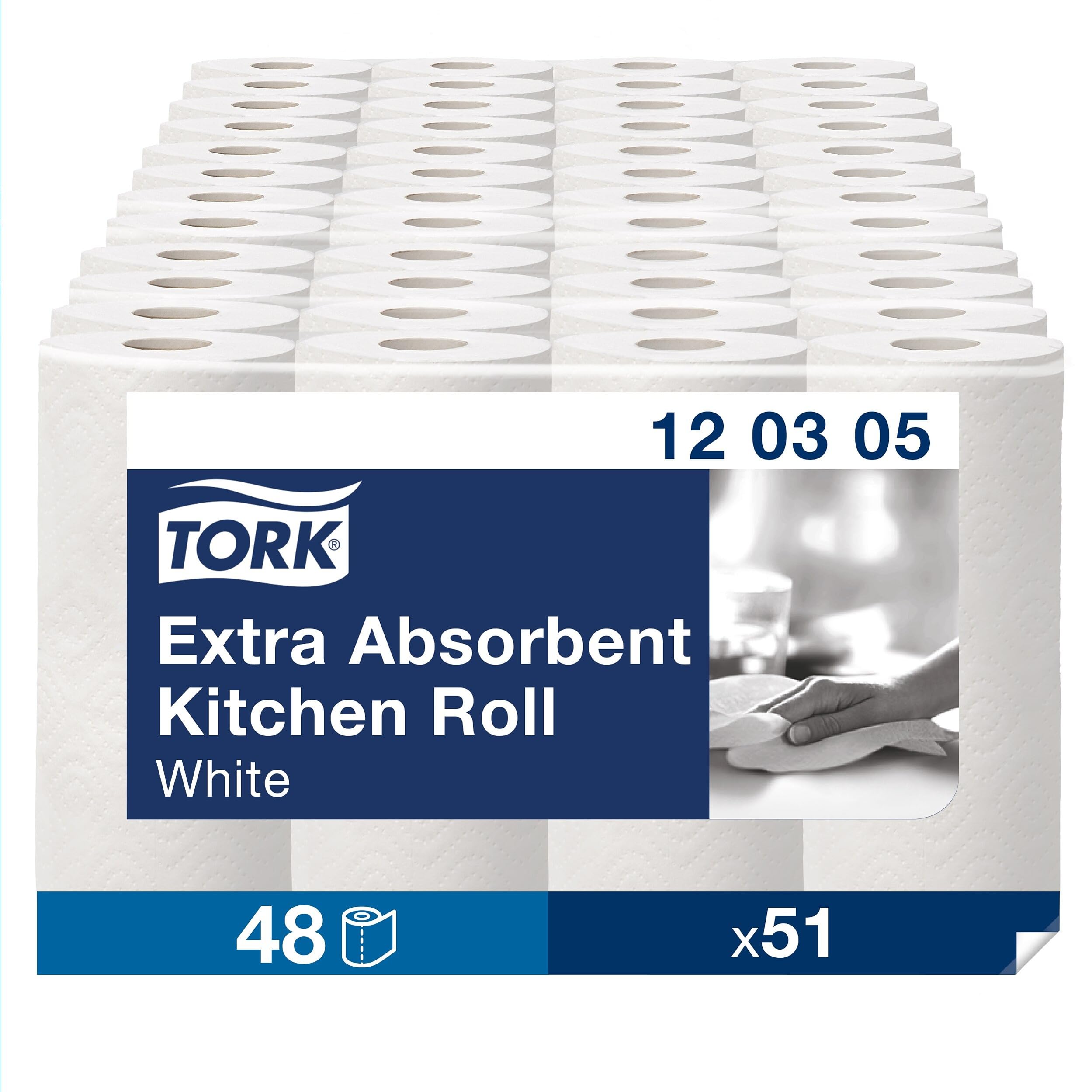Tork Rouleau d’Essuie-tout extra-absorbant blanc, Premium, 3 plis, 48 x 12,2 m, 120305