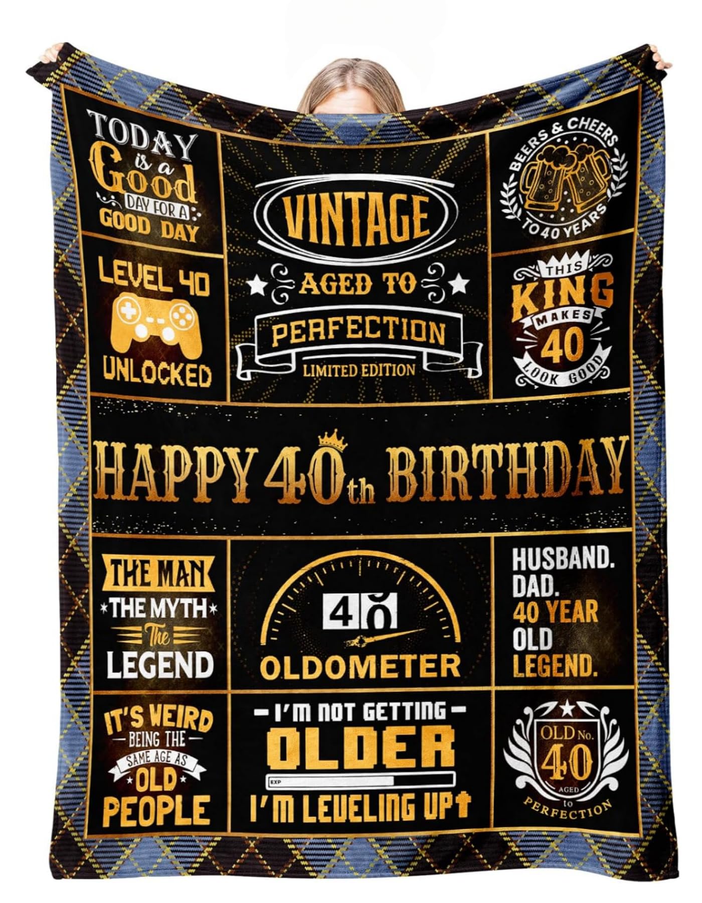 Couverture polaire flanelle 40e anniversaire homme 130x180cm