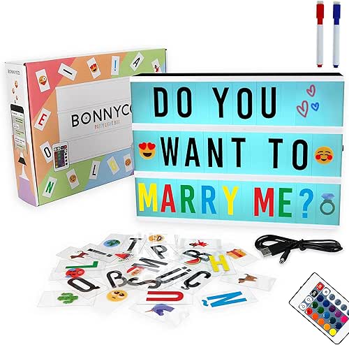 BONNYCO Boite Lumineuse Message avec 400 Lettres et Emojis, Télécommande,