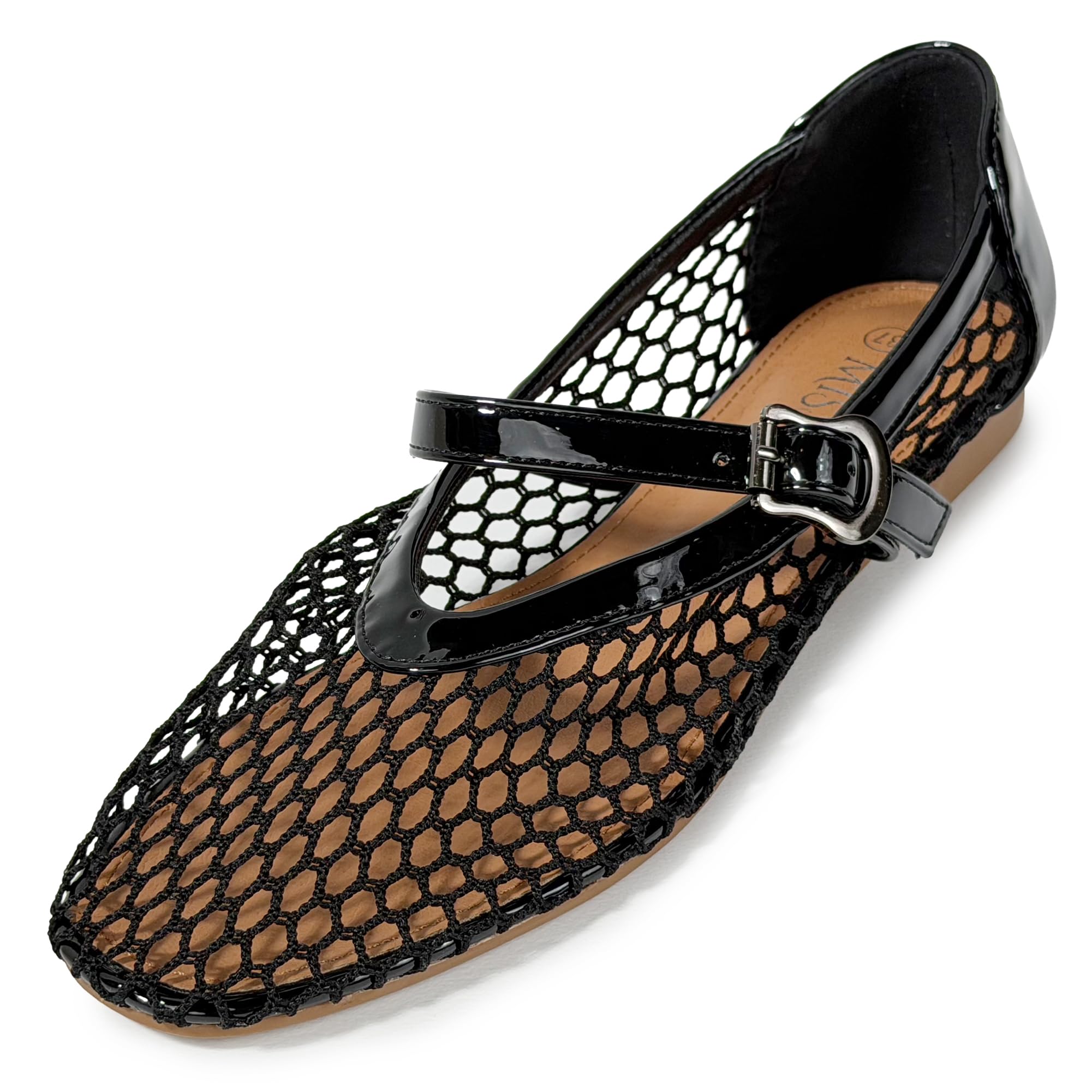 Ballerine Donna Estive Mary Jane in Rete Scarpe Basse Eleganti con Cinturino e Fibbia Punta Chiusa Ballerine Traforate Traspiranti per Ufficio Cerimonia e Casual