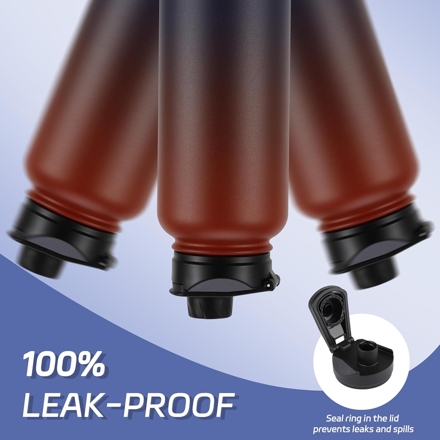 HASLE OUTFITTERS 40oz Stainless Steel Water Bottle, Vacuum Insulated Double Walled Leak Proof Sports Water Bottle with 2 Lids (Straw and Spout Lid) Thermo Mug Keep Cold and Hot(Ruby Purple Gradient,1) - Image 5