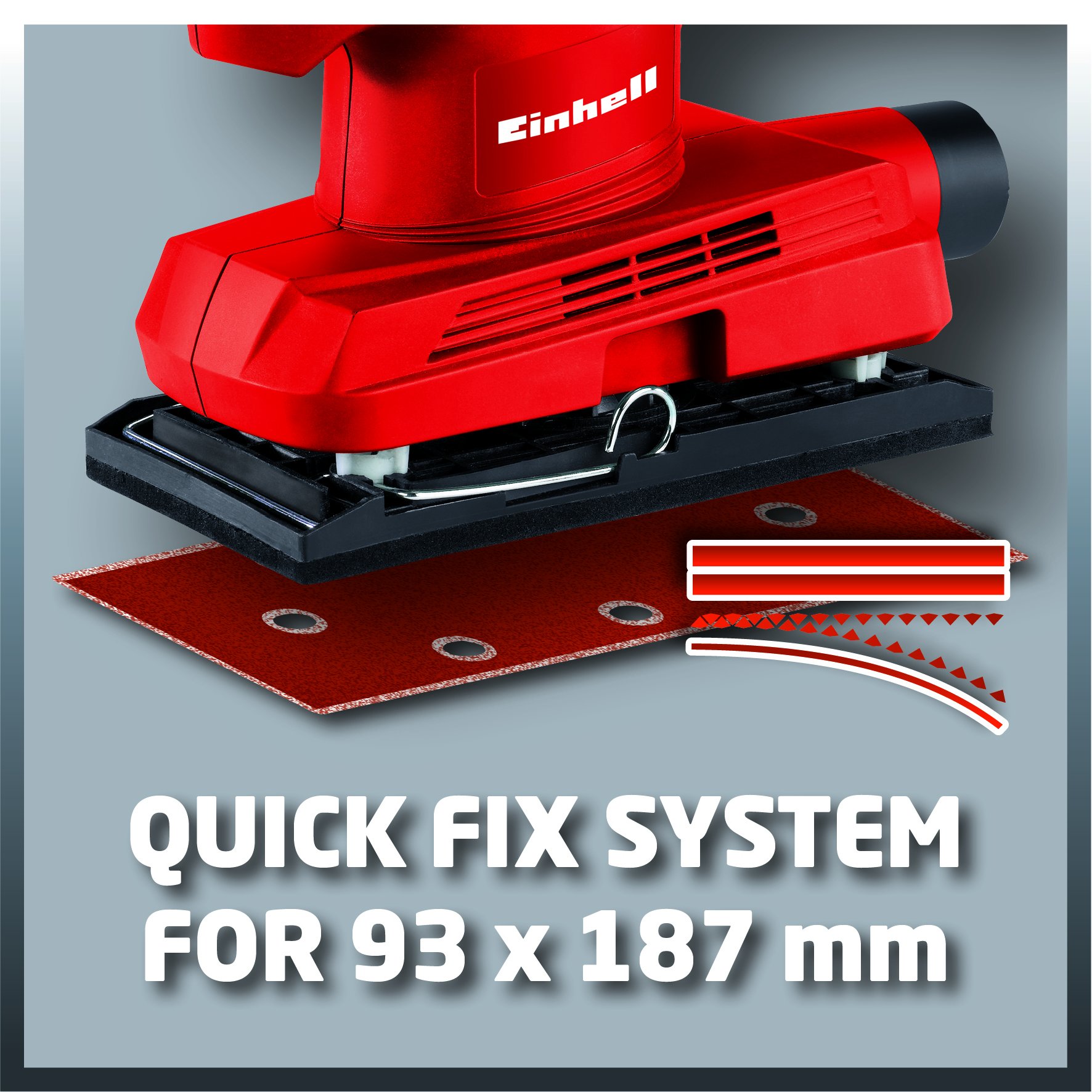 Einhell Ponceuse vibrante TC-OS 1520 (150 W, Pince de serrage, Conception compacte) Livré avec 3 feuilles abrasives 230 x 93 mm