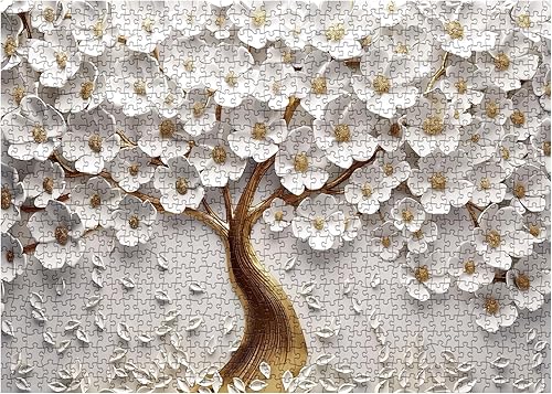 Miniatura 3 de Rompecabezas de árbol de flores para adultos, 1000 piezas de naturaleza, rompecabezas floral duro, bonito rompecabezas de orquídeas de plantas