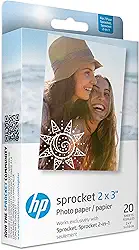 HP Sprocket Papel fotográfico premium Zink 2x3 (20 folhas) compatível com impressoras fotográficas HP Sprocket.