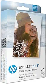 HP Sprocket Papel fotográfico premium Zink 2x3 (20 folhas) compatível com impressoras fotográficas HP Sprocket.