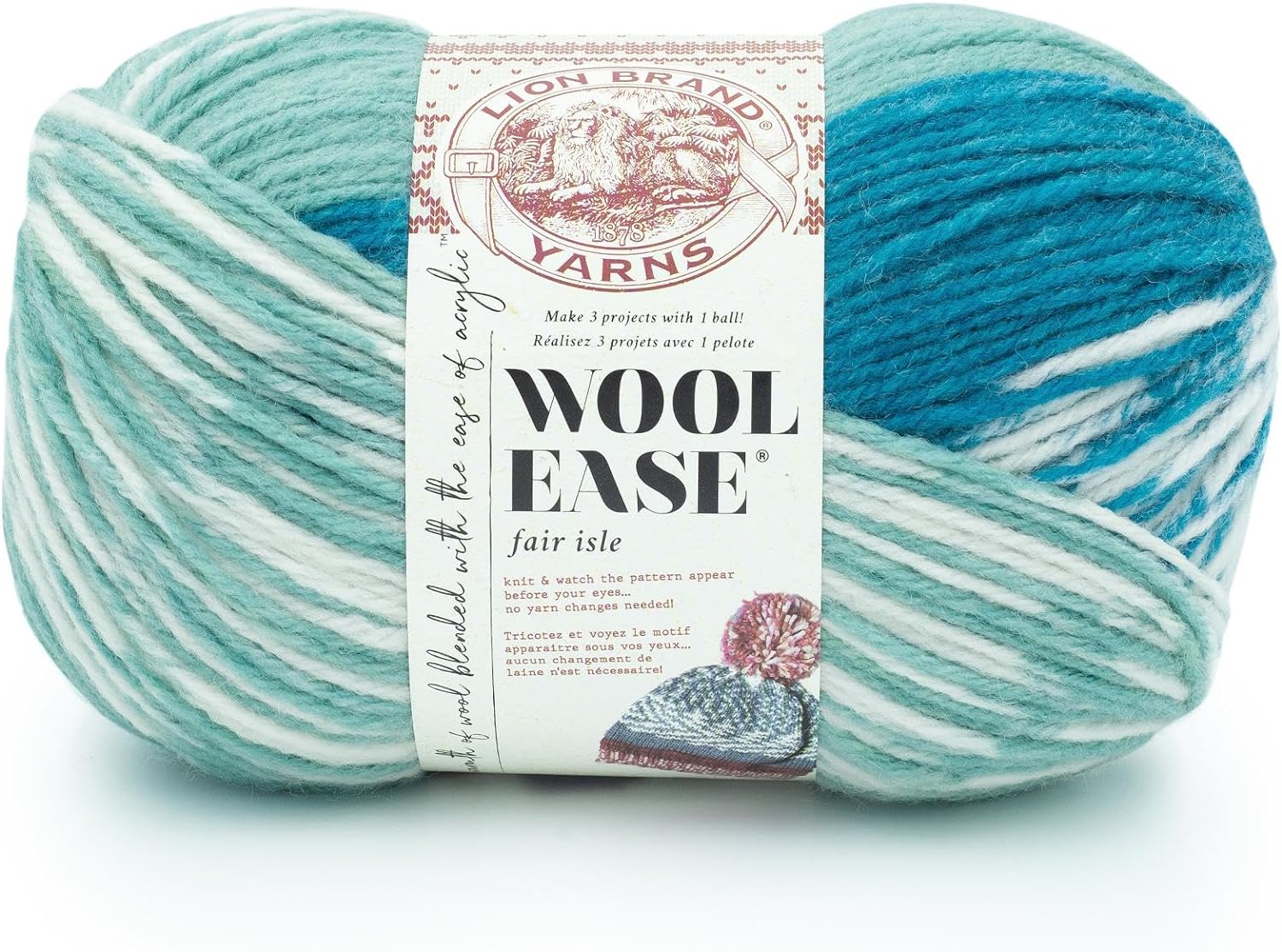 Lion Brand Yarn WoolEase Fair Isle Multicolor Knitting Yarn