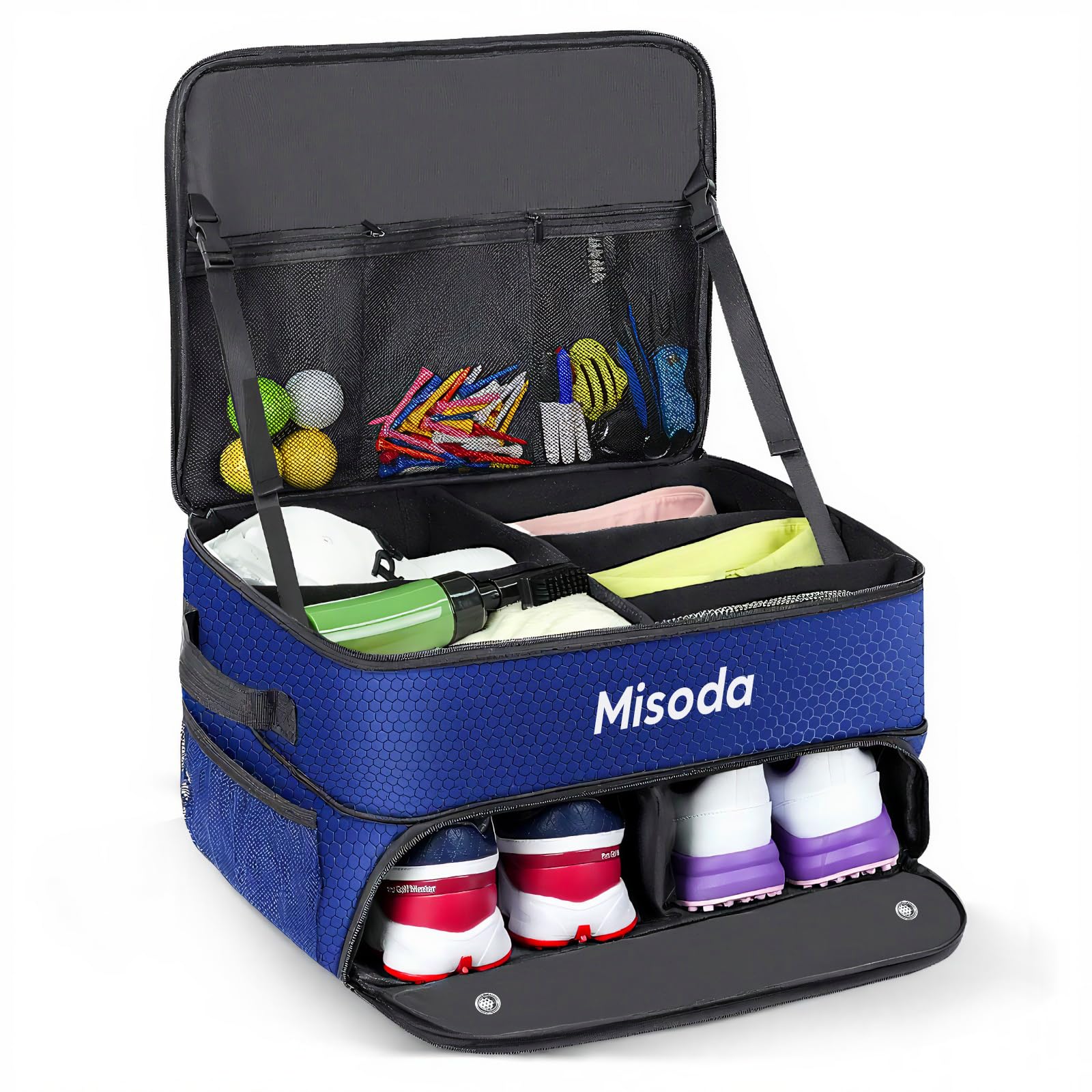 Golf Trunk Organizer with Shoe Storage, Golf Gifts for Men,2-Pair Capacity, Waterproof Car Trunk Locker Storage Box for Golf Gear and Accessories,Golfer Gifts