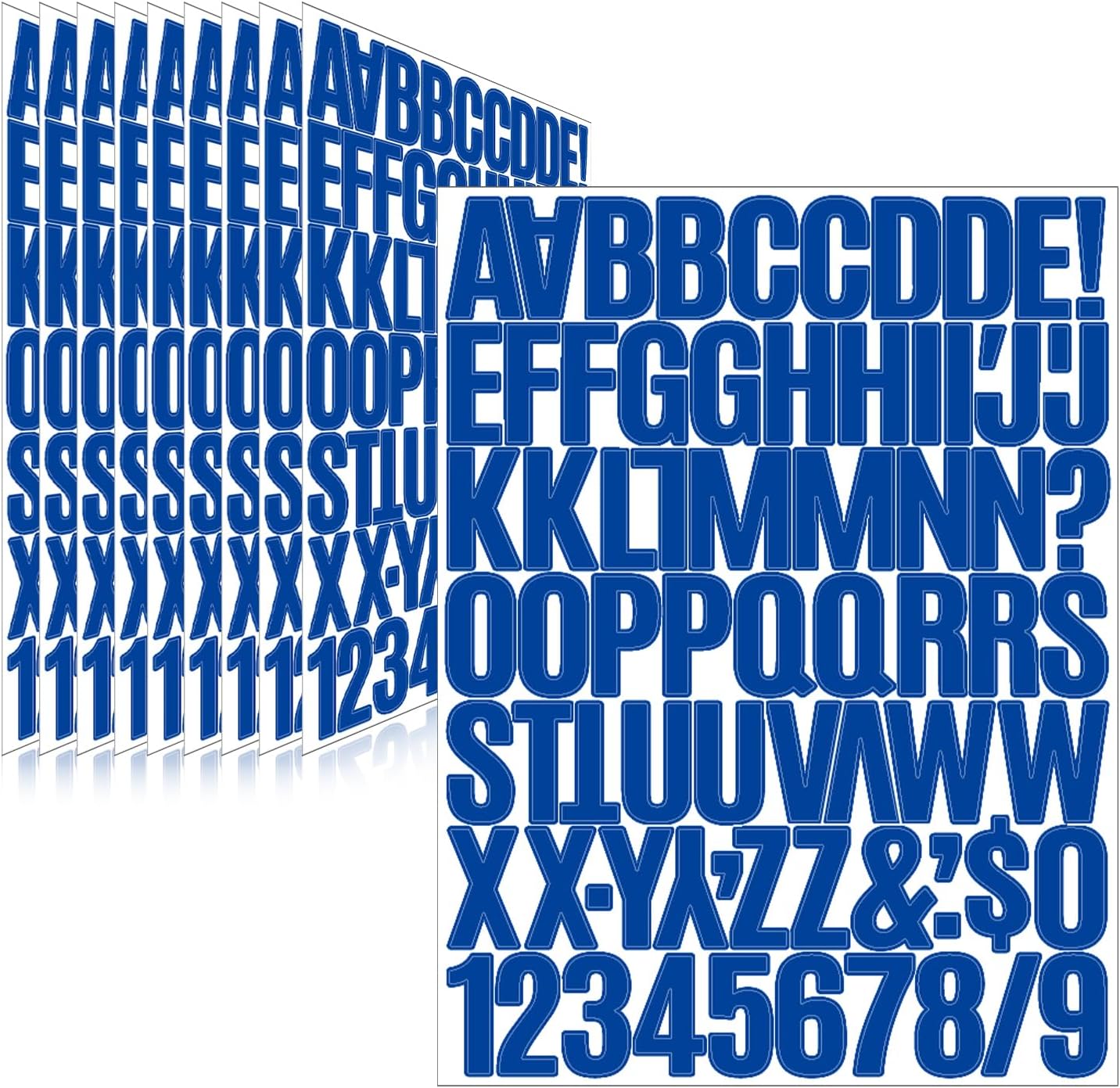 730 Pcs 10 Sheets Letter Stickers,Self Adhesive Waterproof 1.5 Inch Mailbox Numbers Vinyl Stickers,Alphabet Decals for Water Bottle,Window,Classroom,Car,Laptop,Scrapbook (Blue, 1.5 Inch)