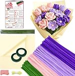 Morcheiong 480 Pcs Pipe Cleaners Set Craft Flowers Making Kit for DIY Arts Supplies- Pink and Purple Series