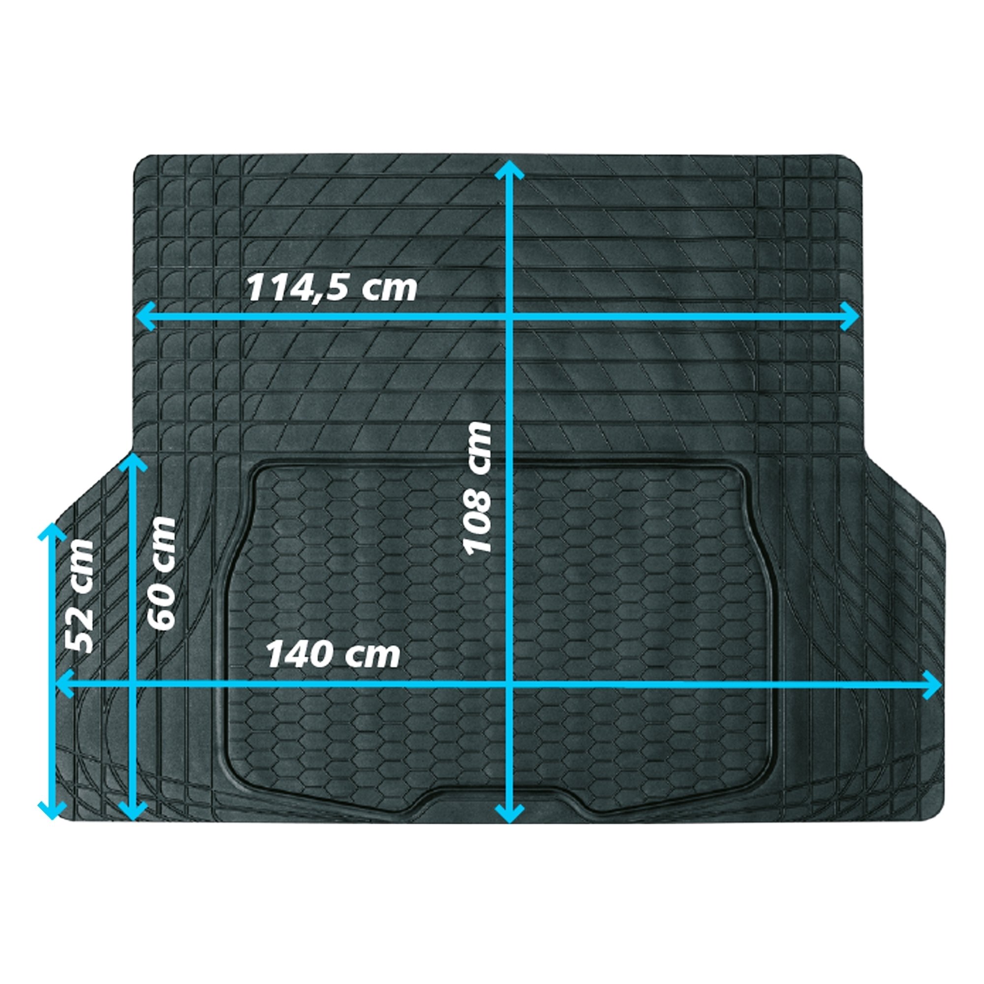 Kofferraummatte aus PVC, universal zuschneidbar, rutschfest und abwaschbar (140 × 108 cm)