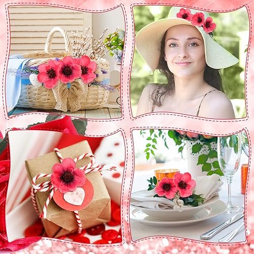 Miniatura 6 de Xinnun Flores artificiales de amapola de seda sin tallo para el día de los veteranos cabeza de amapolas falsas cabeza de flores silvestres falsas