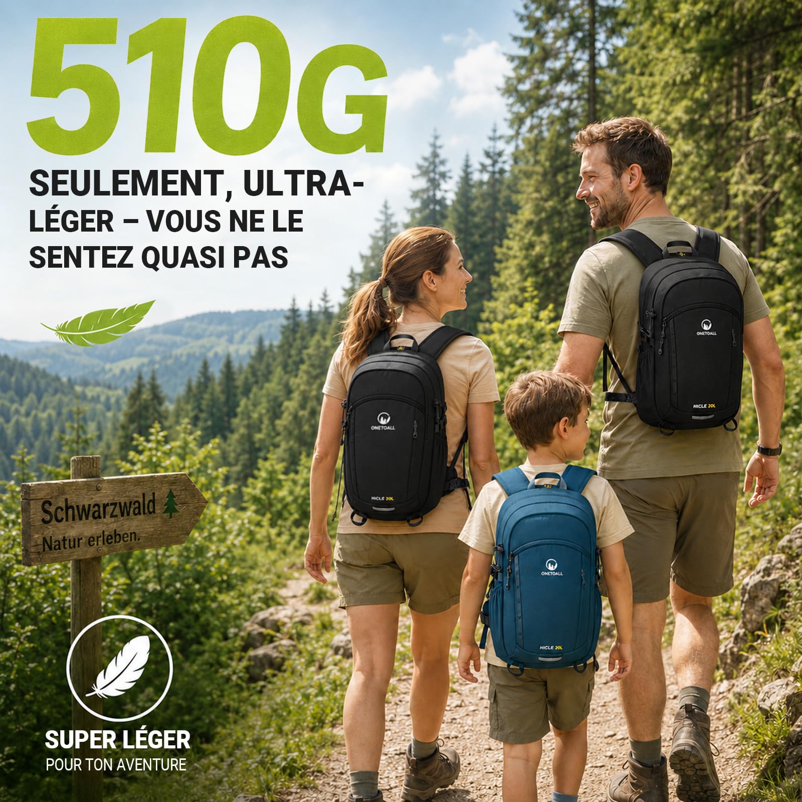 Sac a Dos Randonnee Homme Femme 20L Inclus Couvre-Pluie Confort | Légèreté, Ergonomie, Système de Suspension, Résistance, Multiples Compartiments, pour Travail Voyages Courts Cyclisme Camping