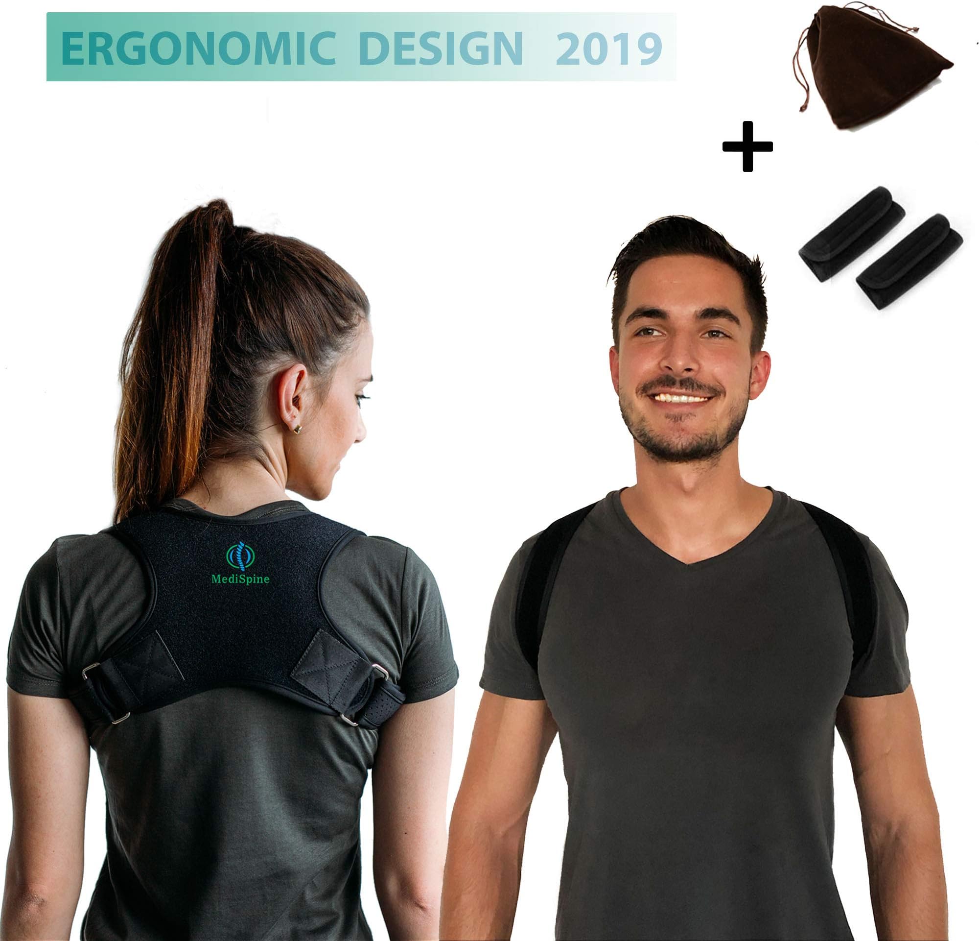 MediSpine Posture Corrector for Men and Women, Adjustable Back Support, Back, Shoulder and Neck Pain Relief, Shoulder Posture Corrector, Postural Correction, Back Brace
