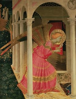ARTTLBBS Famous Canvas Paining Print Artwork Decoration Detail From the Annunciation Showing the Angel Gabriel by Fra Angelico Modern Art Poster for Home Decor 60x90cm