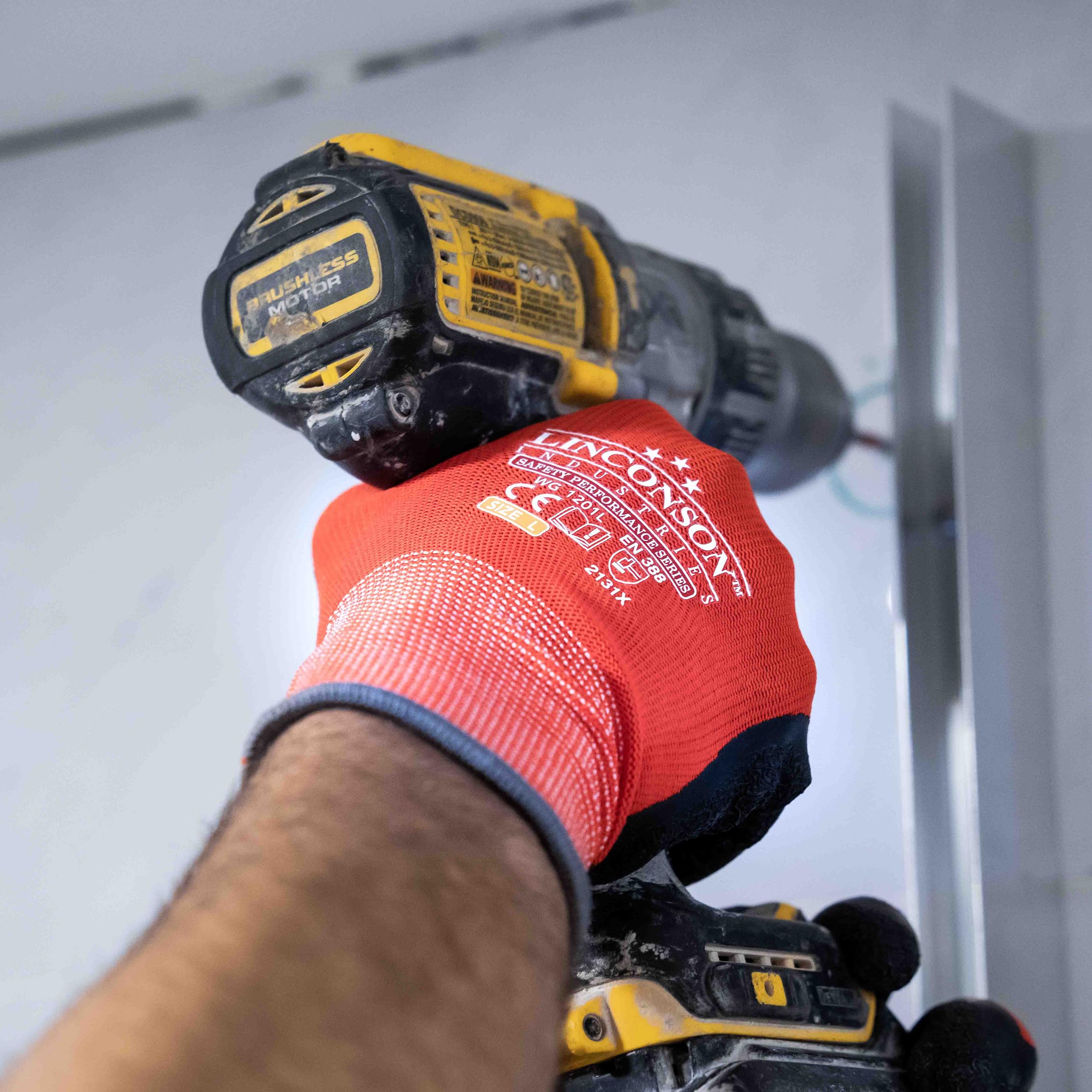 Linconson Safety Performance Series - Guantes de trabajo (12 unidades, látex plisado, para mecánicos de árboles