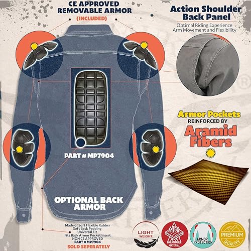 Miniatura 4 de Milwaukee Leather MPM1654 Camisa de franela a cuadros para hombre con armadura aprobada por la CE - Reforzada con fibra de aramida