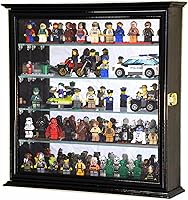 Vista 1 de sfDisplay.com,LLC. 4 estantes ajustables espejo trasero minifiguras vitrina gabinete para miniaturas/figuras/mini figuras (negro)