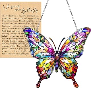 Butterfly Gifts for Women, Butterfly Acrylic Ornament with Story Card, Acrylic Rainbow Suncatcher Window Hanging Decoration, Inspirational Gifts for Women, Christmas Ornament Decorations 2025