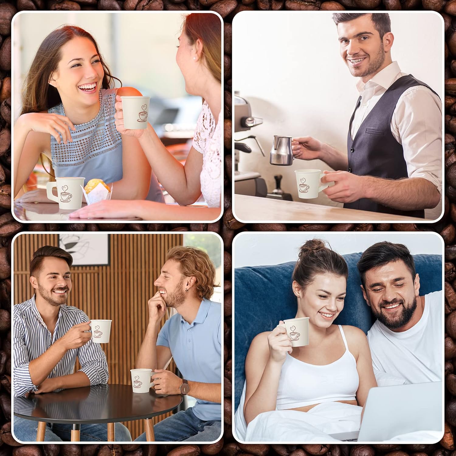 Tessco for you 200 Count 4 oz Disposable Espresso Paper Cups Bulk with Handle, Ideal for Party Hot Cold Drinking Coffee, Tea, Cocoa, Juice, Picnic, Home, Office, Travel and Events - Image 7