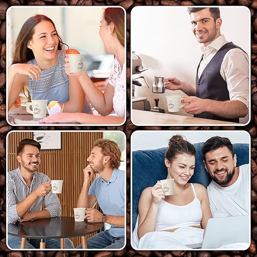 Miniatura 7 de Tessco for you 200 tazas de papel espresso desechables de 4 onzas a granel con asa, ideal para fiestas, bebidas frías y calientes, café, té, cacao,