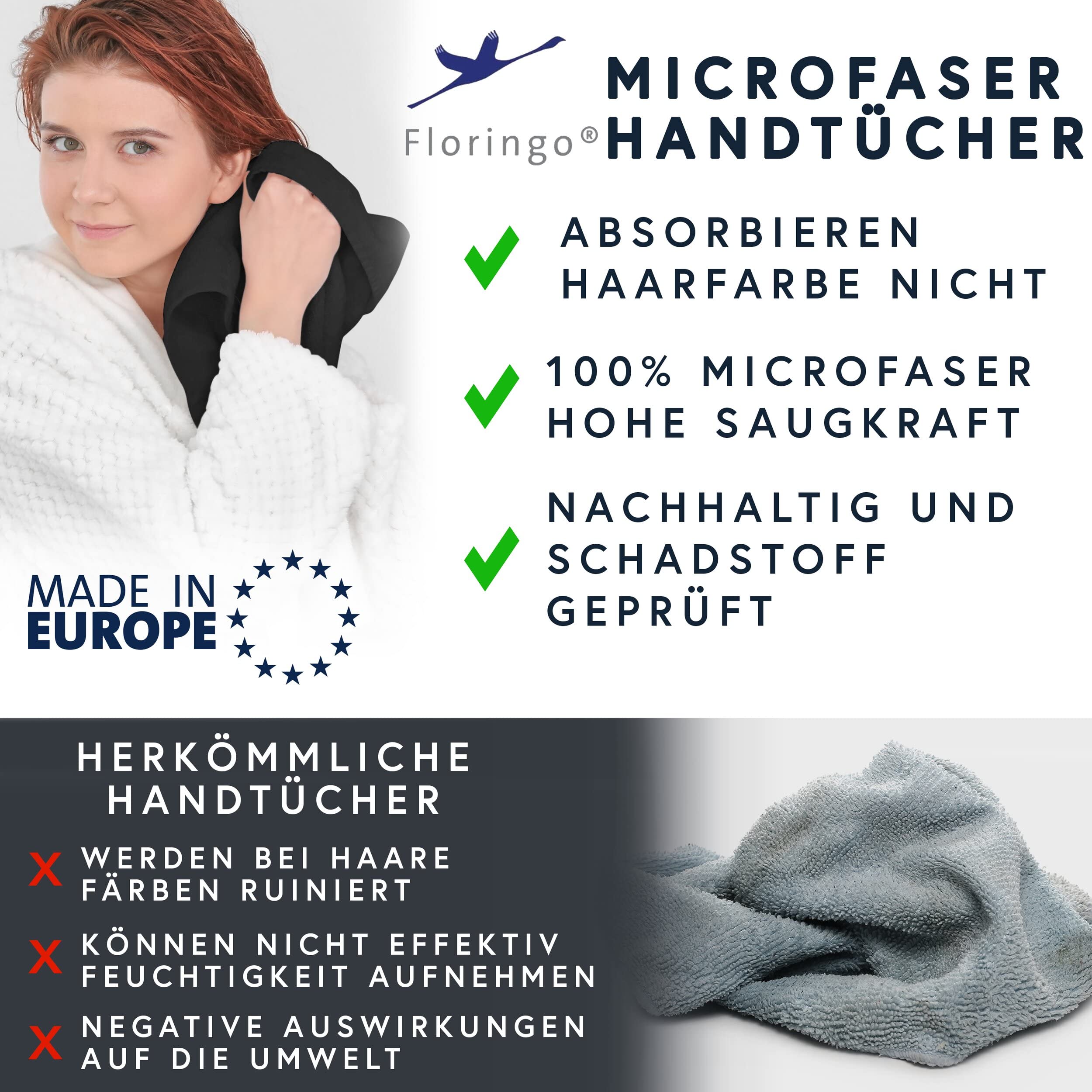Moon 10er Pack Microfaser, Friseur, Handtücher, Salonhandtücher, ca. 50x90 cm von Floringo mit saugstarker Oberfläche (schwarz)