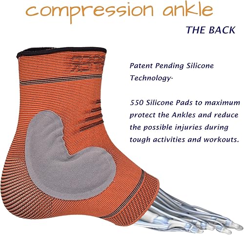 Miniatura 3 de THX4COPPER Tobillera de compresión infundida, soporte de silicona para el tobillo, alivio del dolor de la fascitis plantar, tendinitis de Aquiles,