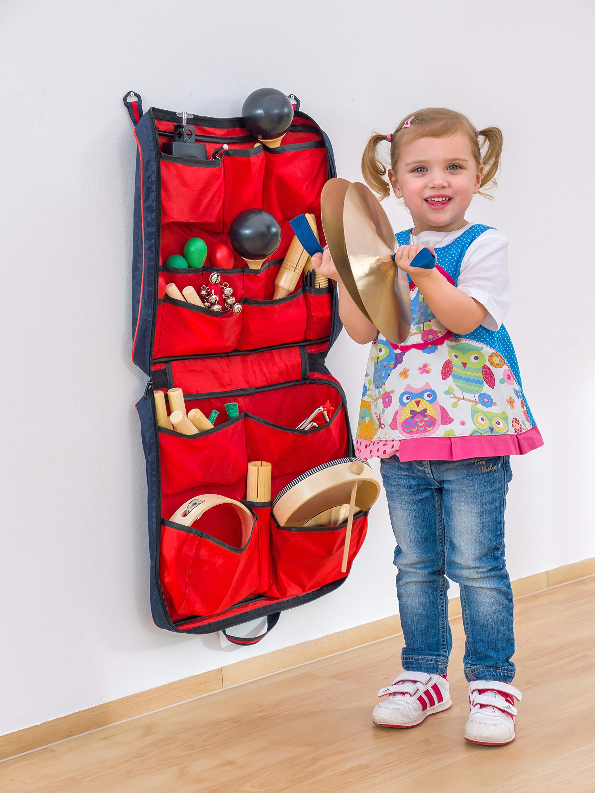 Betzold Musik - Percussions-Tasche mit 24 Instrumenten - Kinder Musikunterricht Musik-Schule Triangel Trommel Maracas Claves Tamburin Set Musikunterricht Klassensätze Musik Rhytmus Rhytmikinstrumente