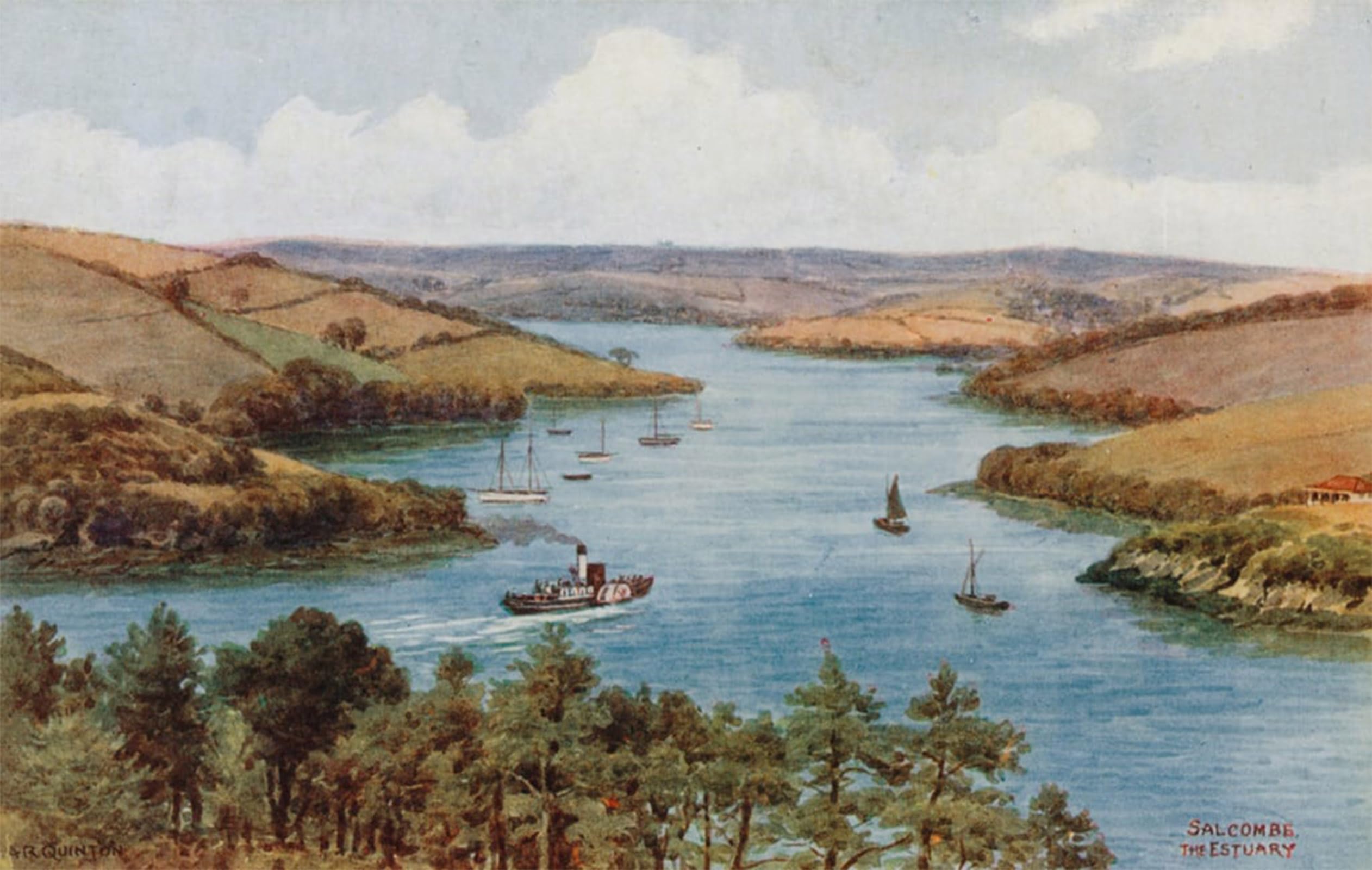 POSTERIIk Vintage Art Print Images Pictures Print Salcombe the Estuary by Alfred Robert Quinton Modern Colour Posters for Office Home Decor 60x90cm