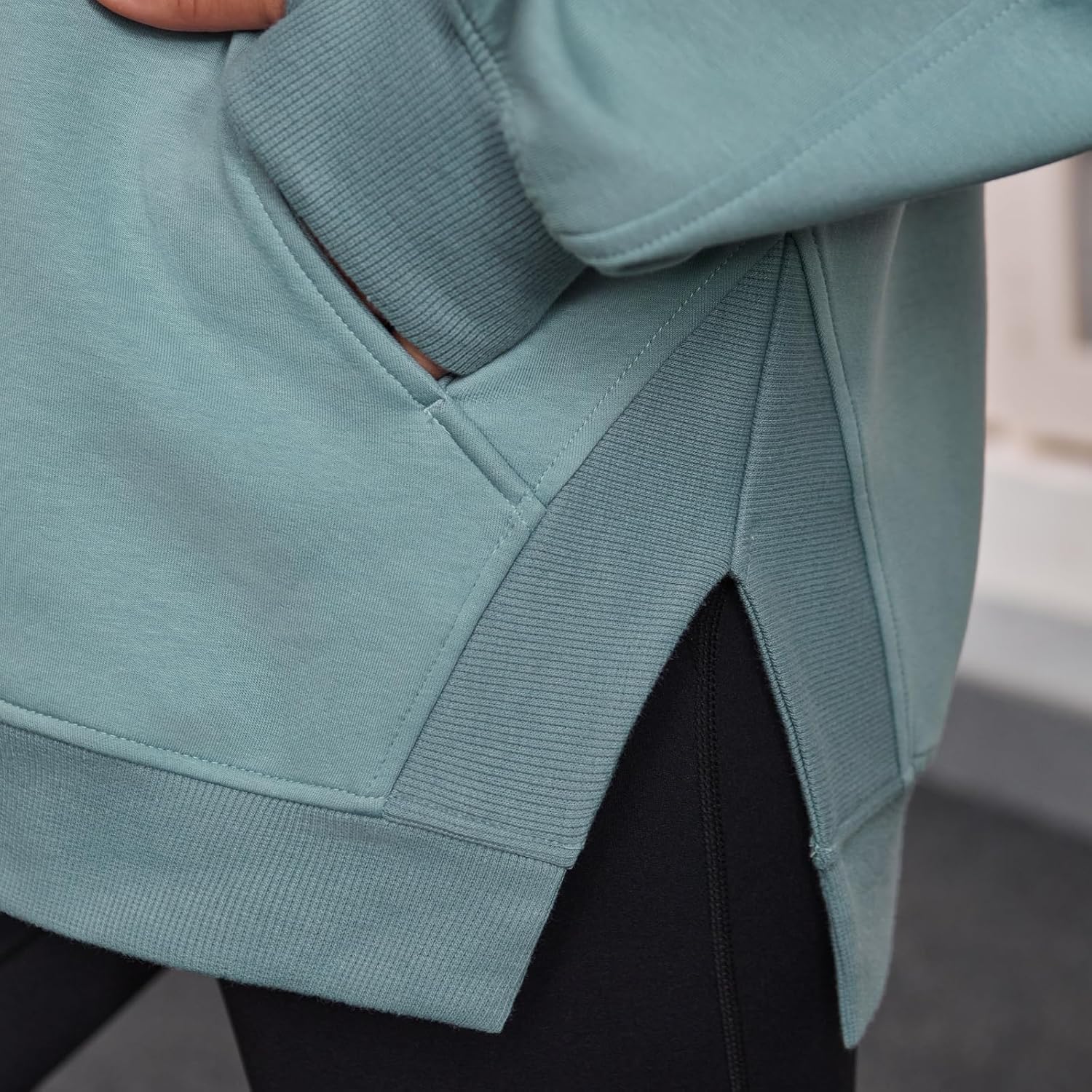 DJT Womens Hoodies Funnel Neck Long Sleeve Side Slit Pullover Sweatshirts with Pocket 2025 Fall Fashion Outfits - Image 5