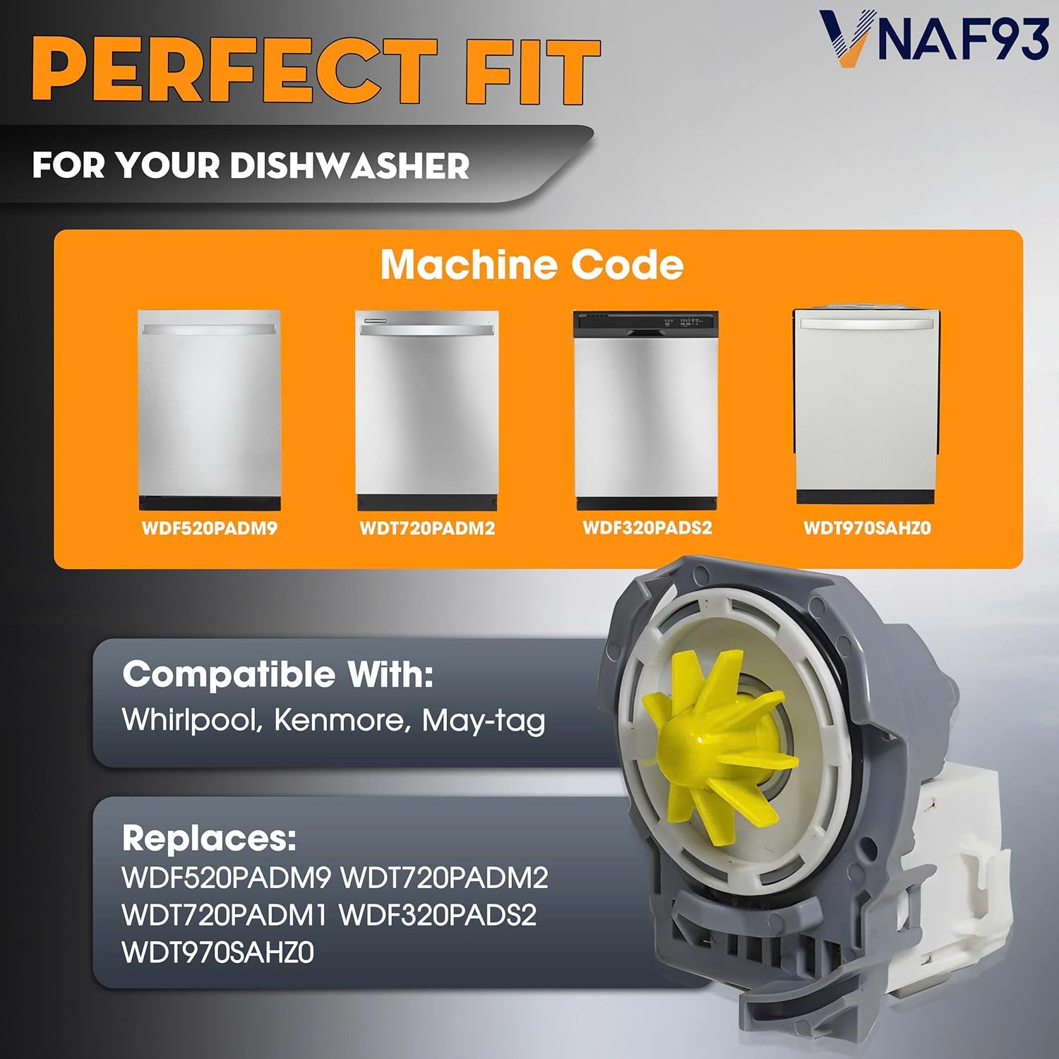 W10724439 W10876537 drain pump for whirlpool dishwasher drain pump, For kitchenaid dishwasher pump Motor WDF520PADM9 WDT720PADM2 WDT720PADM1 WDF320PADS2 WDT970SAHZ0 Replaces W10876537VP W10876537VP