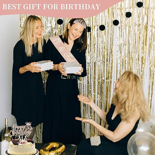 Miniatura 7 de Decoraciones de cumpleaños de 35 años para mujer, incluyendo banda, tiaracorona, velas numéricas y decoración para pasteles, regalos de cumpleaños