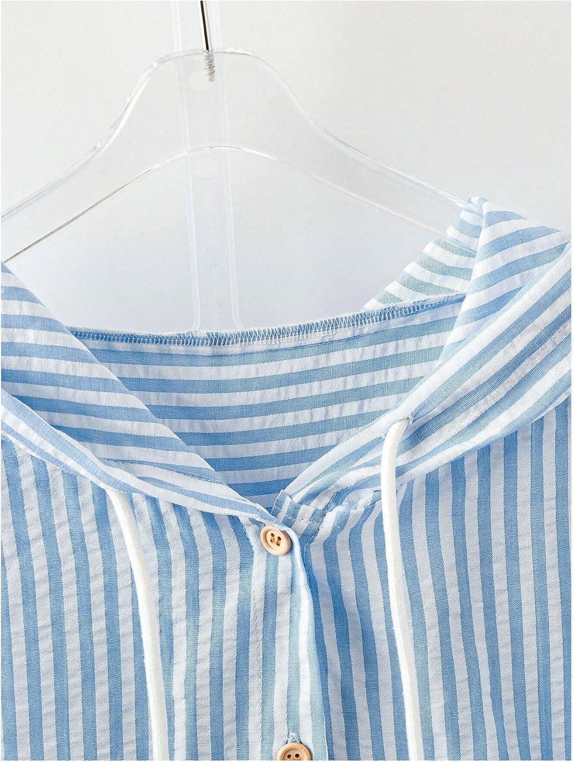 SOLY HUX Women's Plus Size Striped Button Down Blouses Long Sleeve Hooded Shirt Office Tops